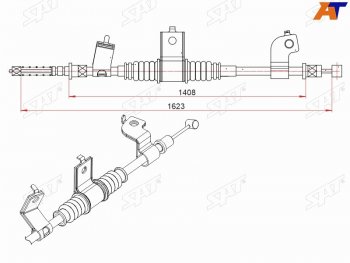 1 379 р. Трос ручного тормоза SAT  Mitsubishi Outlander  CW0W (2005-2012) дорестайлинг, рестайлинг  с доставкой в г. Калуга. Увеличить фотографию 1