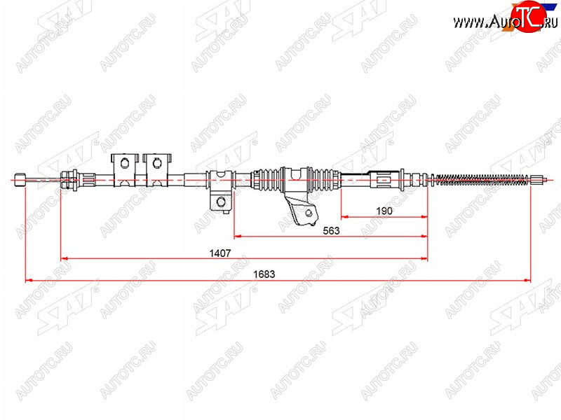 2 399 р. Трос ручного тормоза LH SAT Mitsubishi Pajero 3 V70 дорестайлинг (1999-2003)  с доставкой в г. Калуга