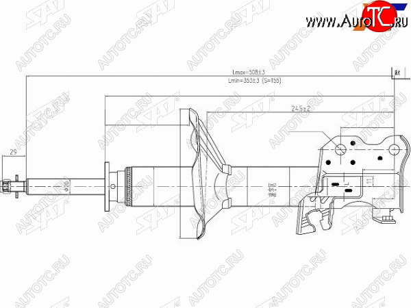 3 289 р. Стойка передняя LH SAT Nissan Sunny N17 (2011-2014)  с доставкой в г. Калуга