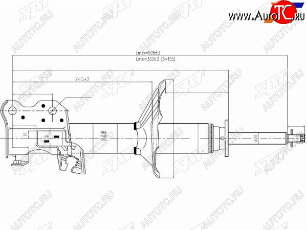 3 289 р. Стойка передняя RH SAT Nissan Sentra 7 B17 (2014-2017)  с доставкой в г. Калуга