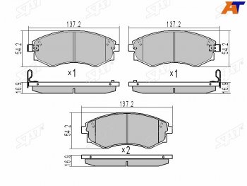 1 179 р. Колодки тормозные передние FR-FL SAT   Hyundai Elantra ( XD,  XD2) (2000-2010), Hyundai Sonata ( Y3,  EF) (1993-2001), Nissan Murano  1 Z50 (2002-2009), SSANGYONG Rexton ( Y200,  Y250,  Y290,  Y400) (2001-2023)  с доставкой в г. Калуга. Увеличить фотографию 1