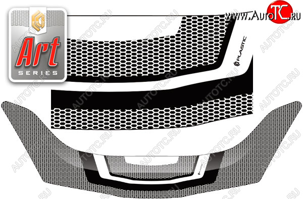 2 599 р. Дефлектор капота CA-Plastic  Honda Fit  2 (2010-2014) (серия ART белая)  с доставкой в г. Калуга