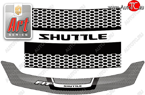 2 259 р. Дефлектор капота CA-Plastic  Honda Fit Shuttle  1 GP2,GG7,GG8 (2011-2013) (серия ART белая)  с доставкой в г. Калуга