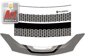 2 399 р. Дефлектор капота CA-Plastic  Toyota Ractis (2010-2016) (серия ART белая)  с доставкой в г. Калуга. Увеличить фотографию 1