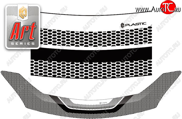 2 399 р. Дефлектор капота CA-Plastic  Toyota Ractis (2010-2016) (серия ART белая)  с доставкой в г. Калуга