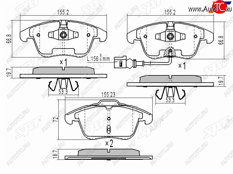 1 769 р. Колодки тормозные перед FL-FR SAT Volkswagen Polo Mk6 лифтбек (2020-2022)  с доставкой в г. Калуга