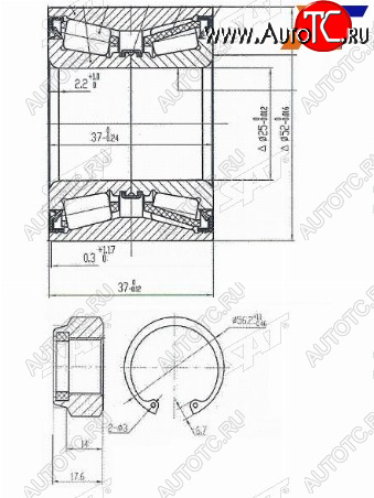 1 169 р. Подшипник задней ступицы SAT  CITROEN C2, C3 (FC/FN,  дорестайлинг,  SX,SY), C3 Aircross, C3 Picasso (дорестайлинг,  рестайлинг), C3 Pluriel, Nissan Cube (2), March (3 K12), Note (1,  2), Renault Logan (1,  2), Logan Stepway  с доставкой в г. Калуга