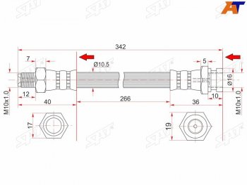 849 р. Шланг тормозной передний (Таиланд) RH SAT  Mitsubishi Fuso Canter (2000-2024)  с доставкой в г. Калуга. Увеличить фотографию 1