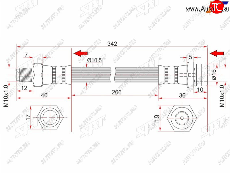 849 р. Шланг тормозной передний (Таиланд) RH SAT  Mitsubishi Fuso Canter (2000-2024)  с доставкой в г. Калуга