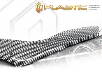2 889 р. Дефлектор капота CA-Plastic Exclusive  Renault Sandero Stepway  (BS) (2010-2014) (шелкография карбон-серебро)  с доставкой в г. Калуга. Увеличить фотографию 1