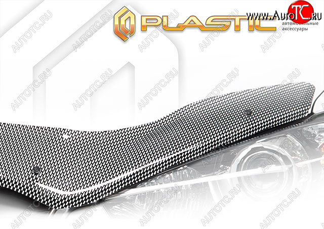 2 889 р. Дефлектор капота CA-Plastic Exclusive  Renault Sandero Stepway  (BS) (2010-2014) (шелкография карбон-серебро)  с доставкой в г. Калуга