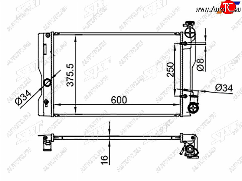 7 999 р. Радиатор SAT  Toyota Corolla  E150 - Wish  XE20 (применимо для Daihatsu Altis 06-10)  с доставкой в г. Калуга