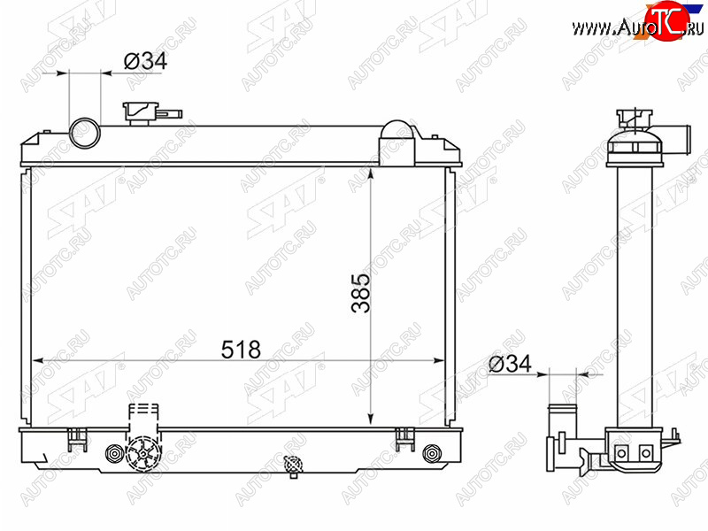 12 849 р. Радиатор SAT  Toyota Town Ace  3 (1996-2008) (применимо для Тoyota Dyna 95-99)  с доставкой в г. Калуга