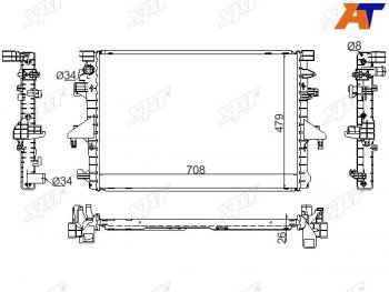 10 399 р. Радиатор охлаждающей жидкости SAT   Volkswagen Multivan  T5 - Transporter ( T5,  T6,  T6.1)  с доставкой в г. Калуга. Увеличить фотографию 1