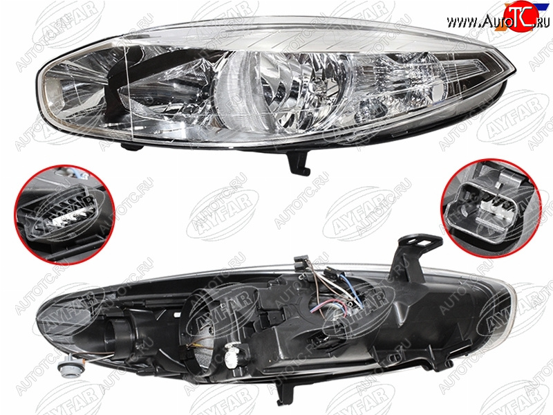 10 249 р. Фара левая (галоген, с электрокорректором) AYFAR  Renault Fluence (2010-2012) дорестайлинг  с доставкой в г. Калуга