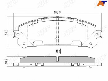 1 399 р. Колодки тормозные перед FL-FR SAT Lexus RX 450 AL20 дорестайлинг (2015-2019)  с доставкой в г. Калуга. Увеличить фотографию 1