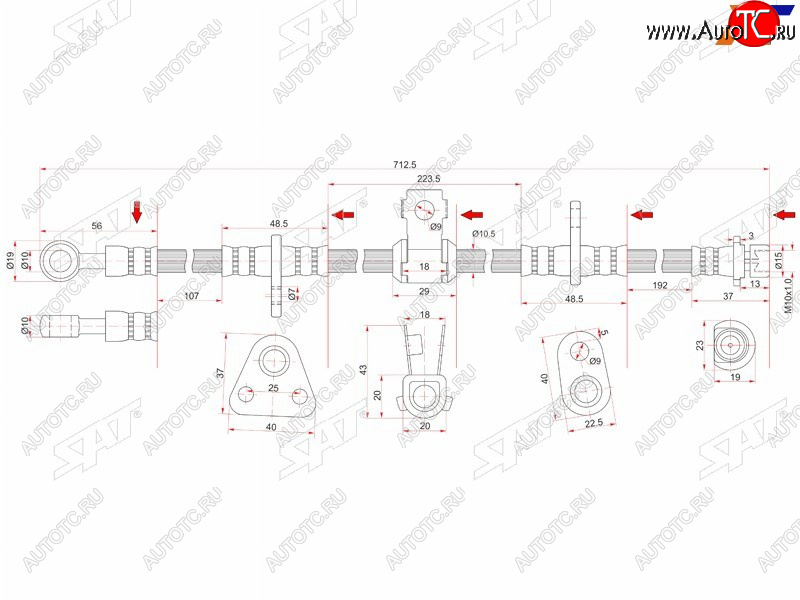 1 359 р. Шланг тормозной перед (Таиланд) RH SAT  Honda Accord  CB - Ascot  CE  с доставкой в г. Калуга