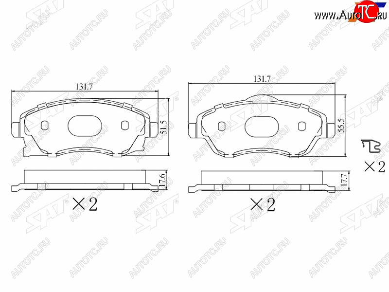 1 229 р. Колодки тормозные перед FR-FL SAT  Opel Corsa  C - Meriva  A  с доставкой в г. Калуга