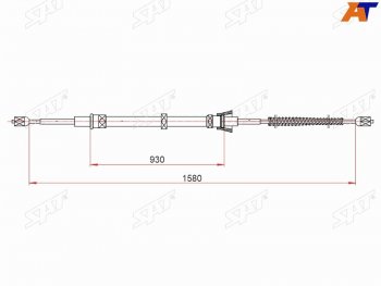 559 р. Трос ручного тормоза SAT Skoda Fabia Mk2 универсал рестайлинг (2010-2014)  с доставкой в г. Калуга. Увеличить фотографию 1