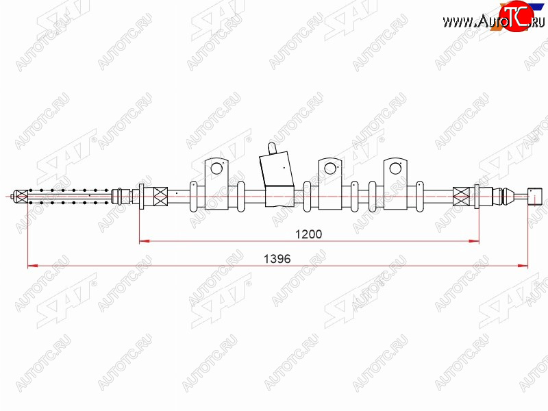 939 р. Трос ручного тормоза RH SAT Chevrolet Aveo T250 седан рестайлинг (2006-2011)  с доставкой в г. Калуга