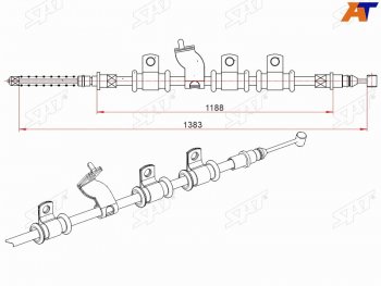 Трос ручного тормоза LH SAT Chevrolet Kalos (2003-2008)