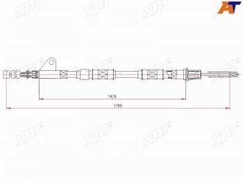 799 р. Трос ручного тормоза RH SAT  Toyota Avensis  T220 седан (1997-2001) дорестайлинг (барабанные тормоза)  с доставкой в г. Калуга. Увеличить фотографию 1