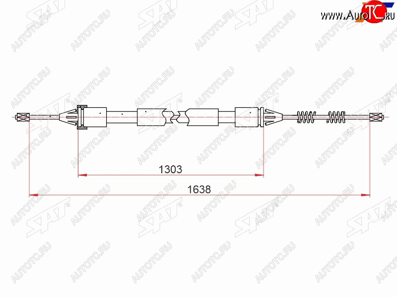 699 р. Трос ручного тормоза LH-RH SAT  Peugeot 206 (хэтчбэк 5 дв.,  хэтчбэк 3 дв.,  универсал,  седан), Partner (M49/M59,  B9)  с доставкой в г. Калуга