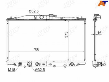 8 349 р. Радиатор SAT  Honda Accord ( CL,  CM) (2002-2008) седан дорестайлинг, универсал дорестайлинг, седан рестайлинг, универсал рестайлинг  с доставкой в г. Калуга. Увеличить фотографию 1