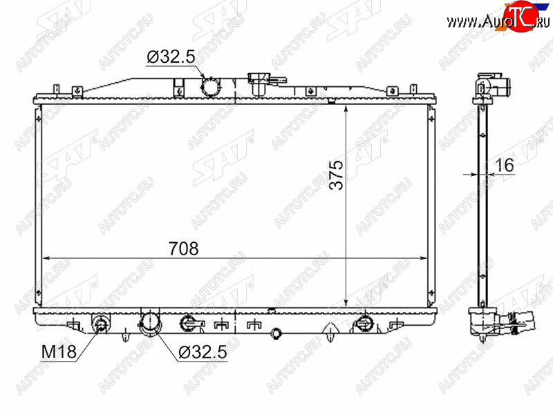 8 349 р. Радиатор SAT  Honda Accord ( CL,  CM) (2002-2008) седан дорестайлинг, универсал дорестайлинг, седан рестайлинг, универсал рестайлинг  с доставкой в г. Калуга
