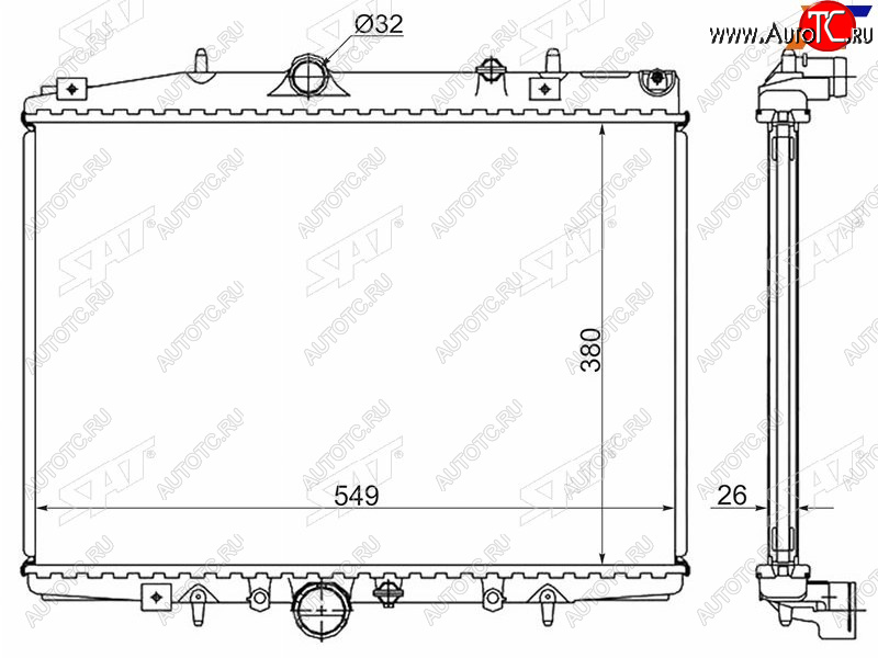 6 299 р. Радиатор охлаждающей жидкости SAT CITROEN C5 X40,DC лифтбэк дорестайлинг (2000-2004)  с доставкой в г. Калуга