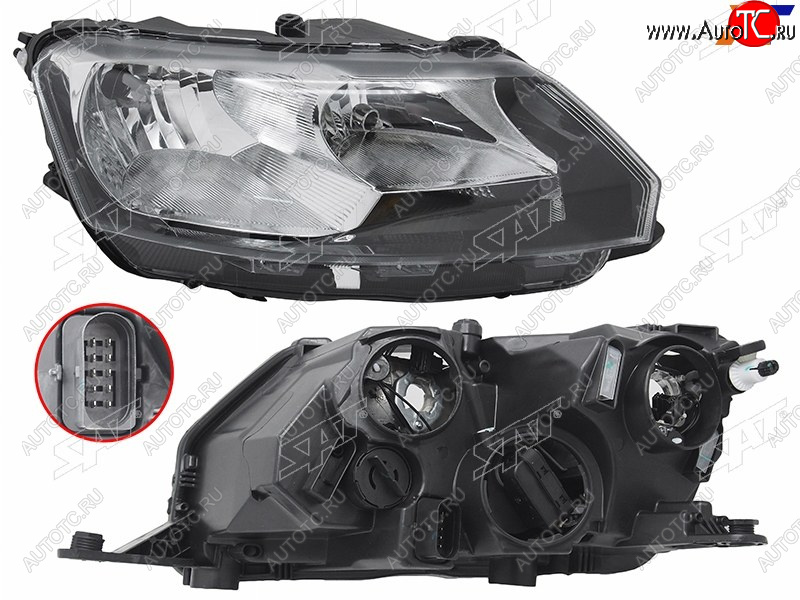 10 549 р. Фара правая SAT Skoda Rapid NH3 дорестайлинг лифтбэк (2012-2017)  с доставкой в г. Калуга