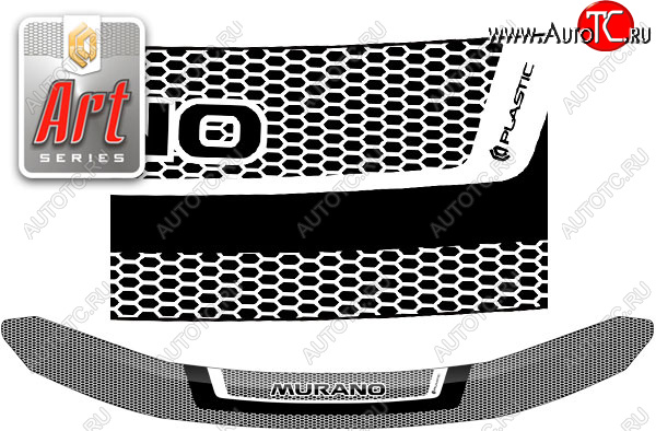 2 259 р. Дефлектор капота CA-Plastic  Nissan Murano  3 Z52 (2015-2024) (серия ART белая)  с доставкой в г. Калуга