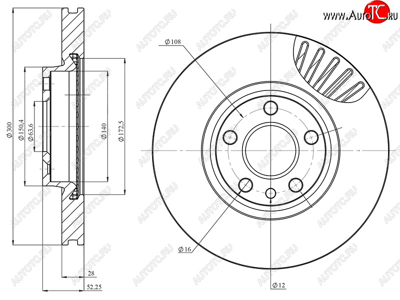 3 499 р. Диск тормозной передний Ø258mm HOSU Ford Focus 3 универсал дорестайлинг (2010-2015)  с доставкой в г. Калуга