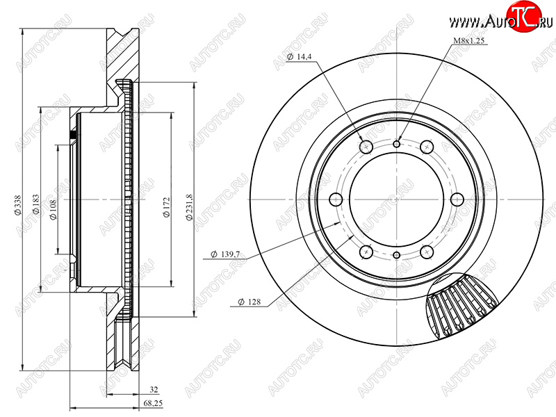 3 899 р. Диск тормозной передний Ø337mm HOSU Toyota RAV4 XA30 5 дв. удлиненный 1-ый рестайлинг (2009-2010)  с доставкой в г. Калуга