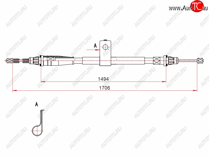 1 569 р. Трос ручного тормоза LH SAT  Nissan Note  1 (2004-2013) E11 дорестайлинг, E11 рестайлинг  с доставкой в г. Калуга