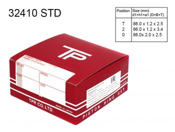 3 799 р. Кольца поршневые (комплект) STD K20A TPR  Acura TSX  CL9 (2003-2008), Honda Accord  7 CL (2002-2005), Honda CR-V  RD4,RD5,RD6,RD7,RD9  (2001-2004), Honda Stream  1 RN1,RN3 (2000-2004)  с доставкой в г. Калуга. Увеличить фотографию 1