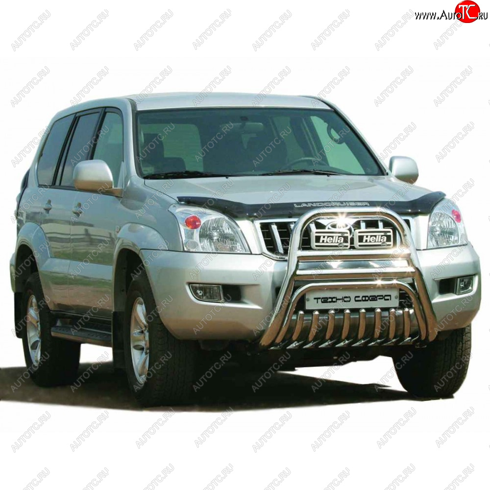 36 699 р.  Передок с защитой двигателя нержавейка d63.5, Техно Сфера  Toyota Land Cruiser Prado  J120 (2002-2009) (Нержавейка)  с доставкой в г. Калуга