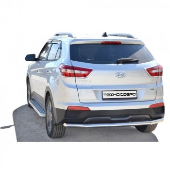 7 999 р. Защита заднего бампера d63,5 Техно Сфера Hyundai Creta GS рестайлинг (2019-2021) (черный глянцевый)  с доставкой в г. Калуга. Увеличить фотографию 1