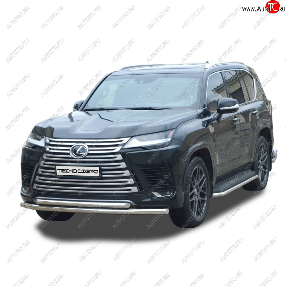 39 599 р. Защита переда труба двойная нержавейка d76, d51, Техно Сфера  Lexus LX600  J310 (2021-2022) (Нержавейка)  с доставкой в г. Калуга