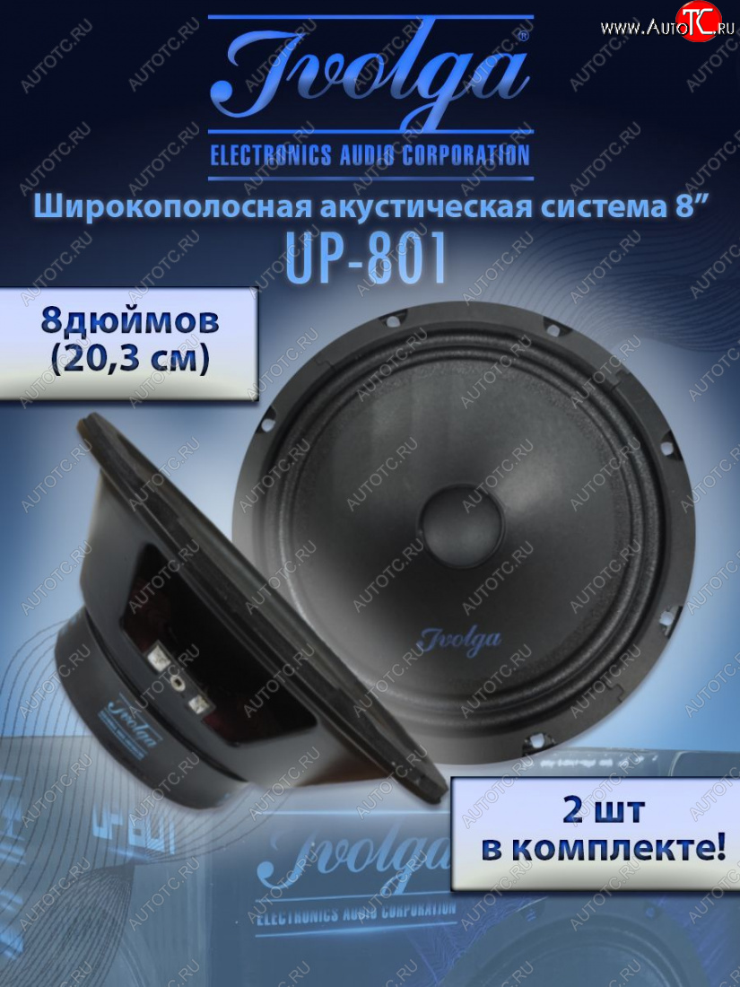 2 999 р. Широкополосные колонки (20,3 см/8) Ivolga UP-801    с доставкой в г. Калуга