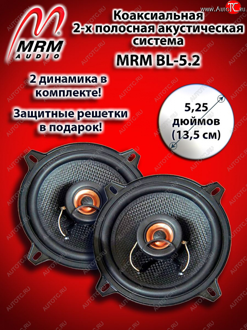 1 869 р. 2-х полосная коаксиальная акустическая система (13 см/5,25″) MRM BL-5.2 Hyundai HD-270 (2006-2024)  с доставкой в г. Калуга
