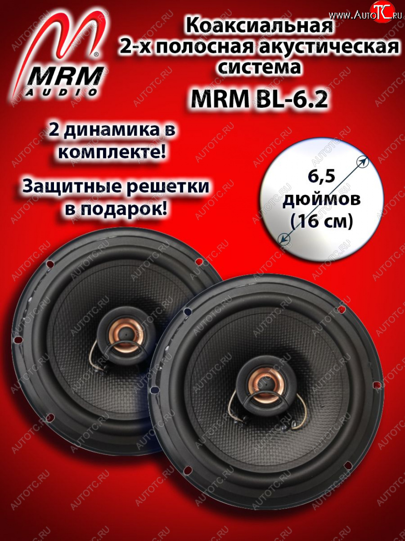 2 399 р. 2-х полосная коаксиальная акустическая система (16 см/6,5″) MRM BL-6.2 Hyundai HD-270 (2006-2024)  с доставкой в г. Калуга