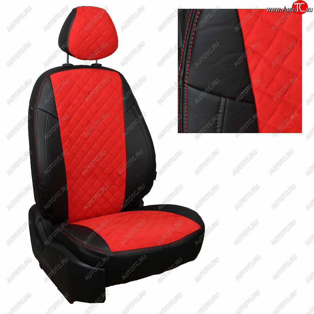 7 799 р. Чехлы сидений (экокожа/алькантара) Автопилот Ромб  Haval Dargo (2022-2024) (черный/красный)  с доставкой в г. Калуга