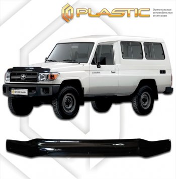 1 999 р. Дефлектор капота CA-Plastic  Toyota Land Cruiser  78 (2007-2023) 3 дв. 3-ий рестайлинг (classic черный, без надписи)  с доставкой в г. Калуга. Увеличить фотографию 1