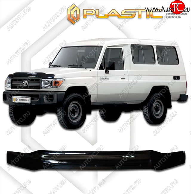 1 999 р. Дефлектор капота CA-Plastic  Toyota Land Cruiser  78 (2007-2023) 3 дв. 3-ий рестайлинг (classic черный, без надписи)  с доставкой в г. Калуга