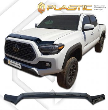 1 839 р. Дефлектор капота CA-Plastic  Toyota Tacoma  N300 (2016-2023) PickUp DoubleCab дорестайлинг, PickUp DoubleCab рестайлинг (Classic черный)  с доставкой в г. Калуга. Увеличить фотографию 1