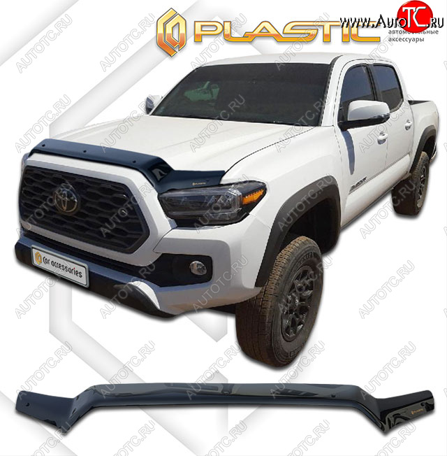 1 839 р. Дефлектор капота CA-Plastic Toyota Tacoma N300 PickUp DoubleCab дорестайлинг (2016-2019) (Classic черный)  с доставкой в г. Калуга