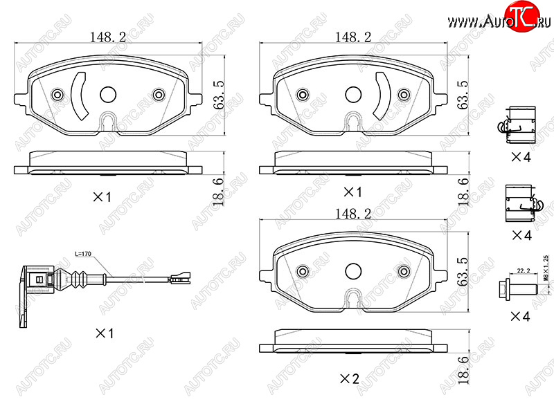 1 739 р. Колодки тормозные перед FL-FR SAT  Skoda Octavia  A8 (2019-2022), Volkswagen Golf  8 (2019-2024) (с датчиком износа и крепления)  с доставкой в г. Калуга