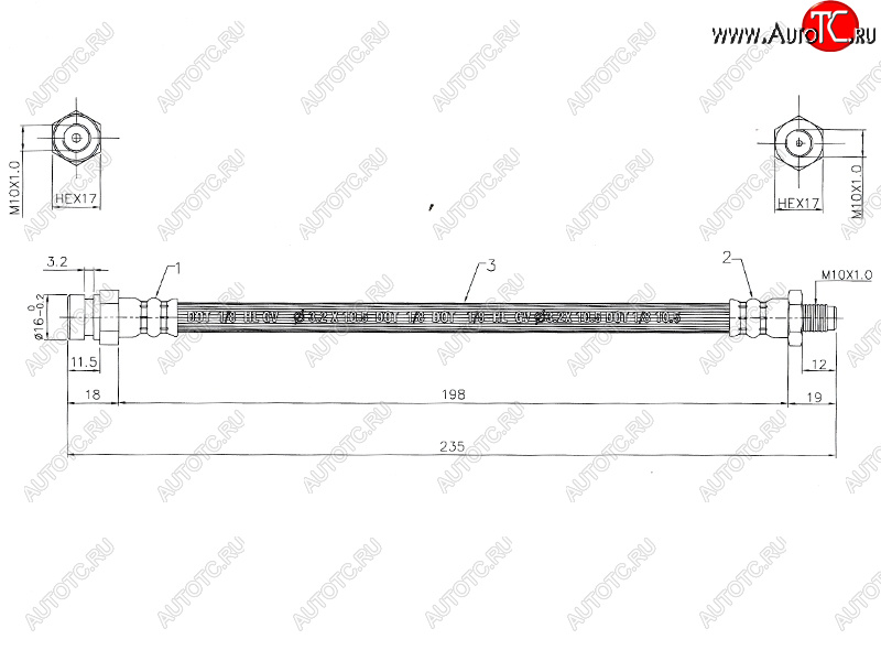 839 р. Шланг тормозной задний LH=RH SAT  Mitsubishi Lancer  9 - Outlander  CU  с доставкой в г. Калуга