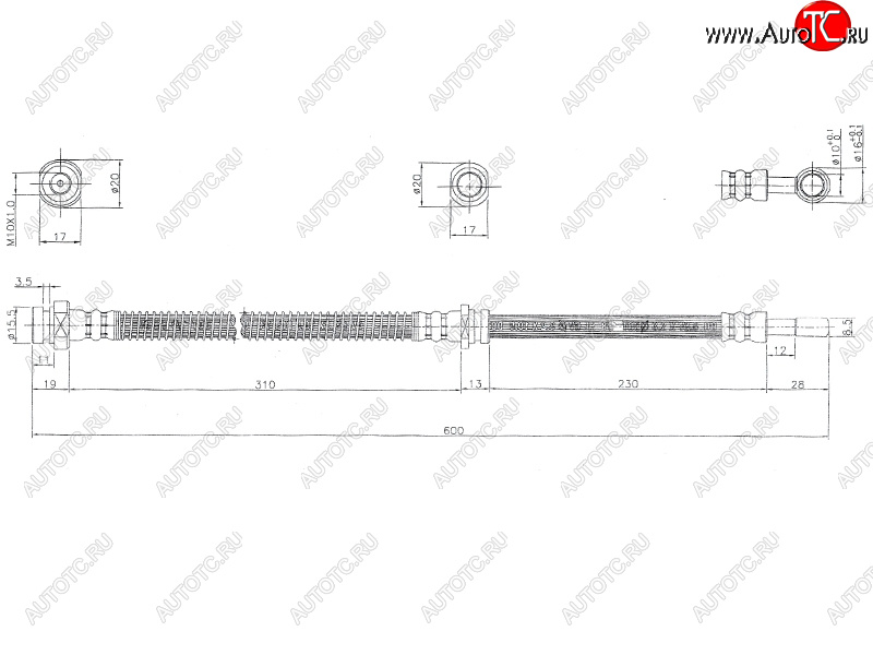 899 р. Шланг тормозной перед (Таиланд) LH=RH SAT Mitsubishi Outlander CW0W дорестайлинг (2005-2010)  с доставкой в г. Калуга